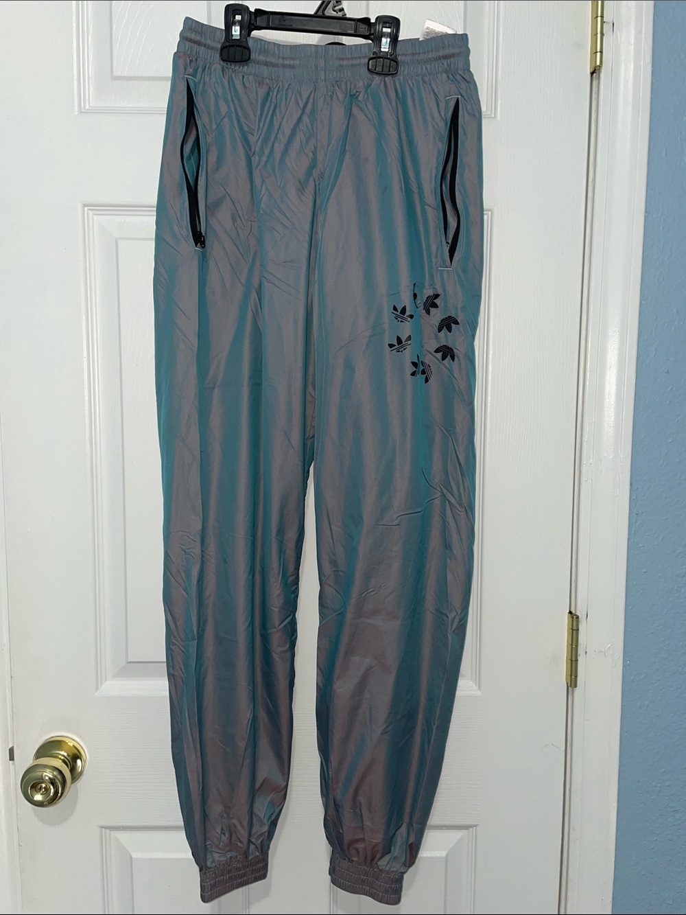 Adidas Track Joggers with Black Leaf Accent